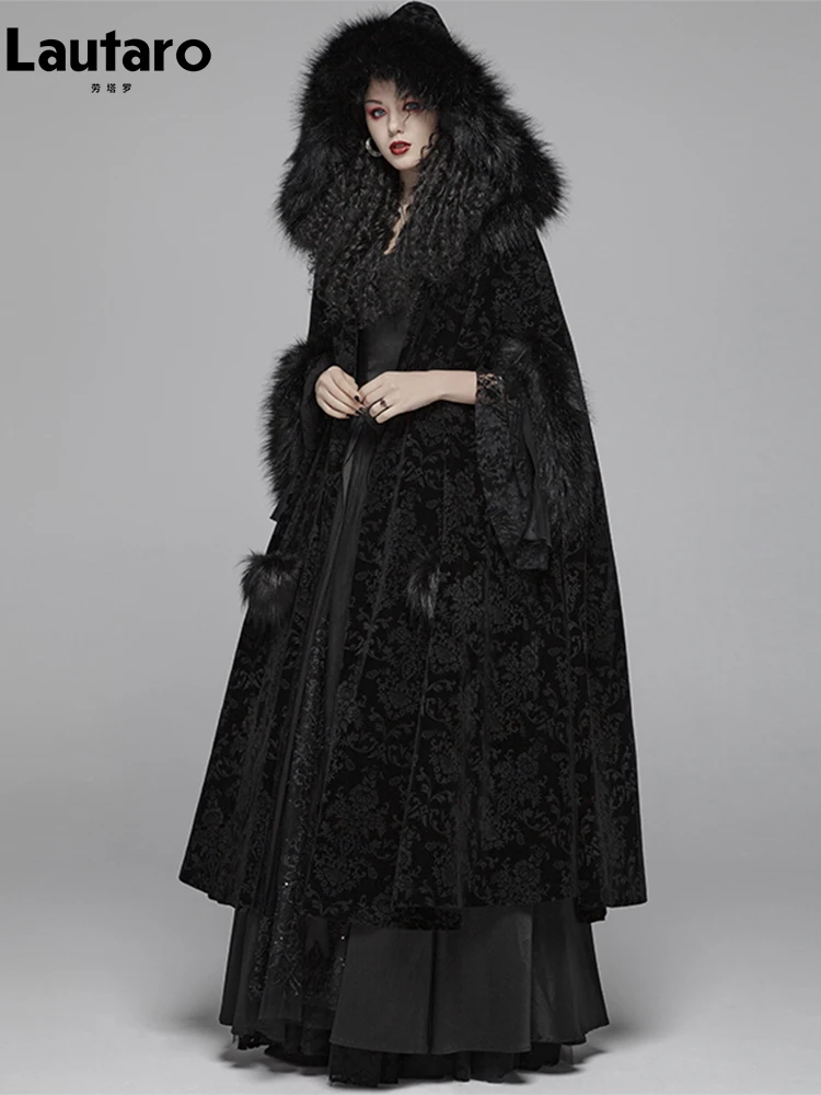 Lautaro Зимняя длинная черная темно-академическая готическая винтажная