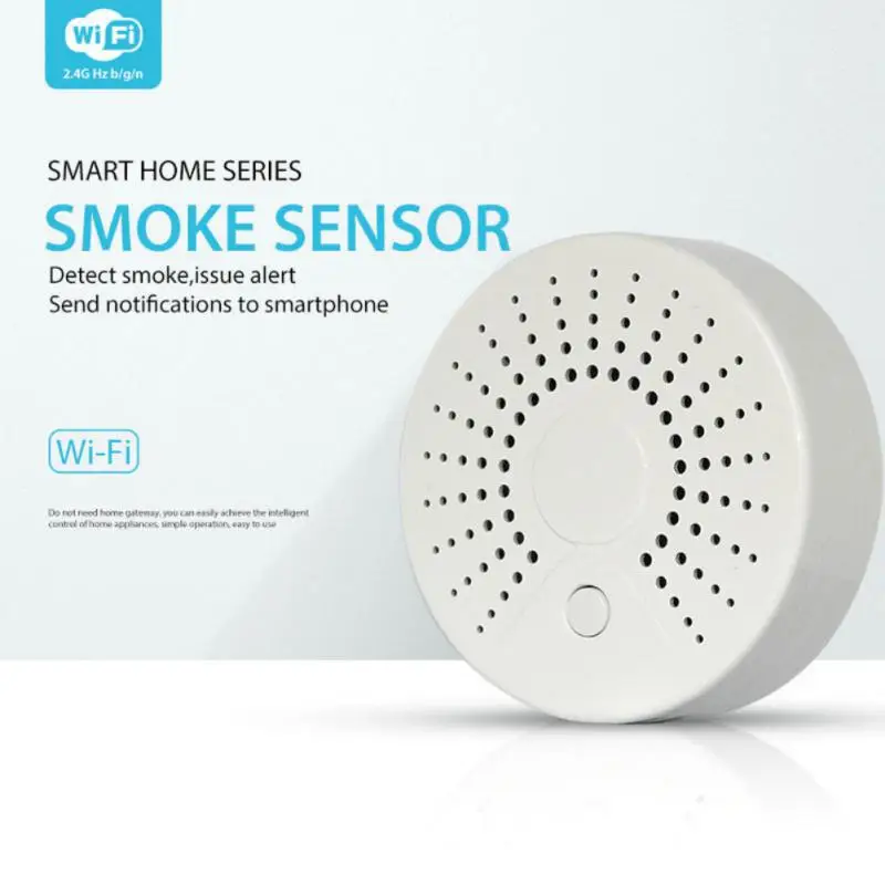 

Wireless Fire Alarm Detector Tuya Wifi Smoke Detector 80db Loud Sound Remote Monitoring Independent Smoke Alarm Sensor