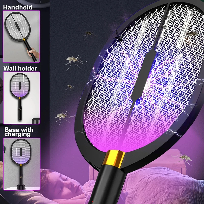 

3 IN 1 LED Mosquito Killer Lamp 3000V Electric Bug Zapper Insect Killer USB Rechargeable Fly Swatter Trap Home Products Tools