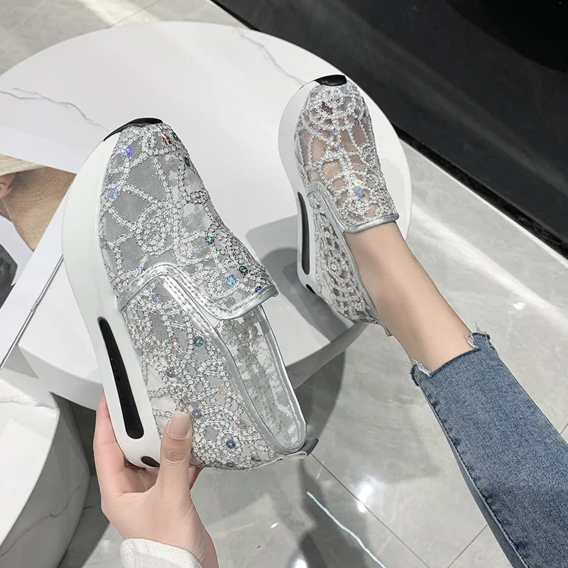 New High Heels Classic Platform Wedges Female Pumps Women's Mesh breathable fashion sequin women's shoes Wedding Shoes