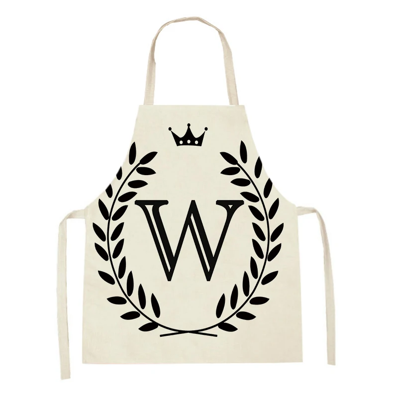 

Creative Crown Letters Pattern kitchen Apron for Women Baking Accessories Sleeveless Linen Aprons Home Cleaning Cooking Apron
