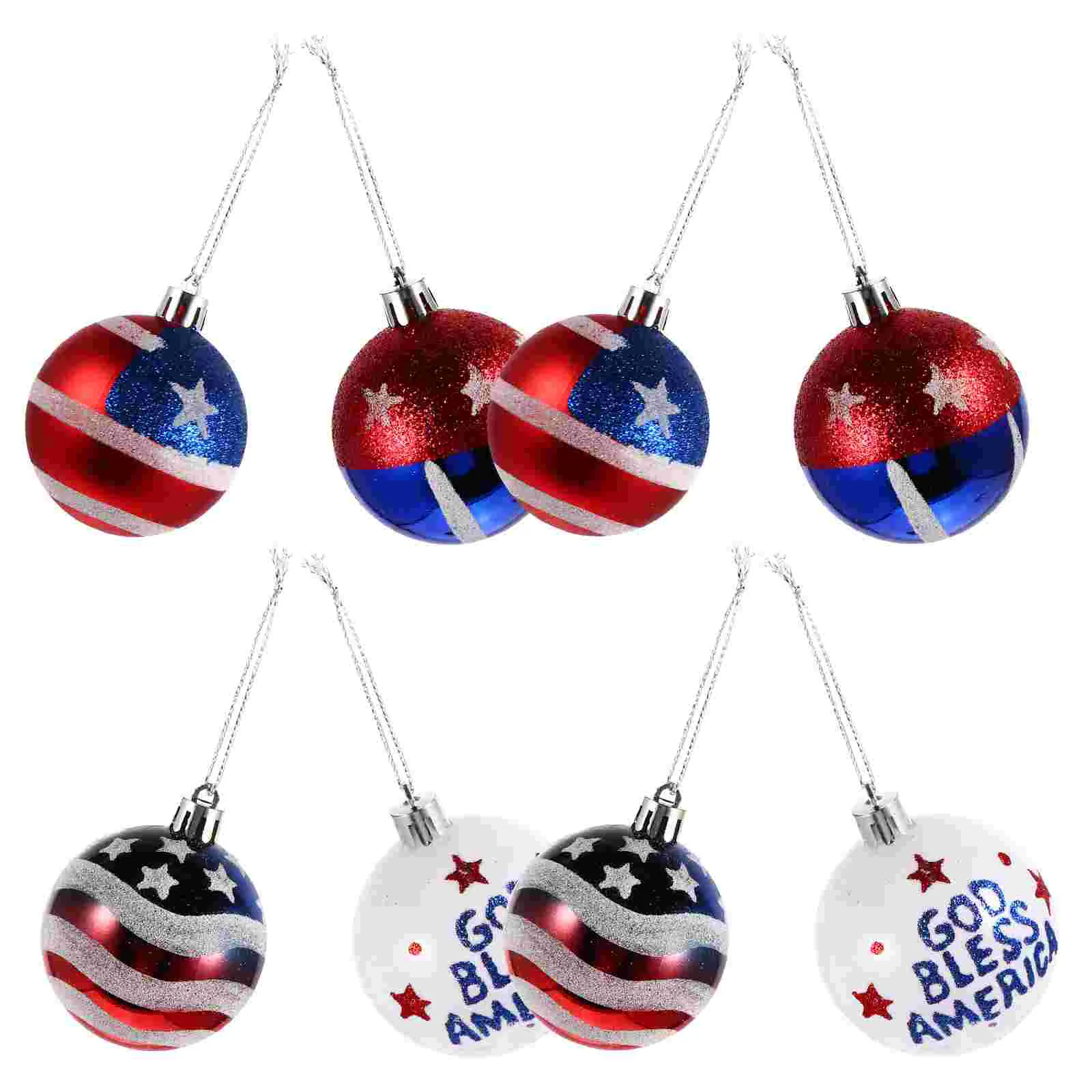 

12Pcs Independence Day Hanging Balls Plastic Ornament Party Supplies