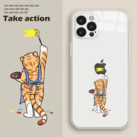 creative cat new orange cat phone case for silicone case for iphone 11 12 13 pro max case x xr xs max 8 7 plus soft tpu silicone