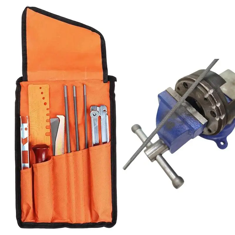 

Набор для заточки бензопилы, профессиональная заточка для бензопилы, комплект из 9 шлифовальных деталей в комплекте с круглыми пилочками и плоским напильником