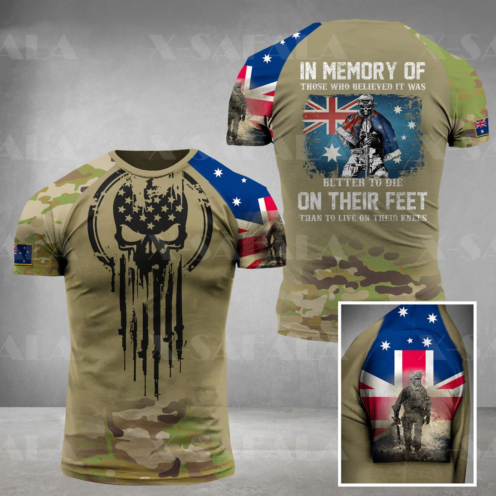 

Men's Special Forces Graphic T-shirt Top Australia Veterans Flag Print Short-sleeved Original O-neck Fashion Plus Size Pullover
