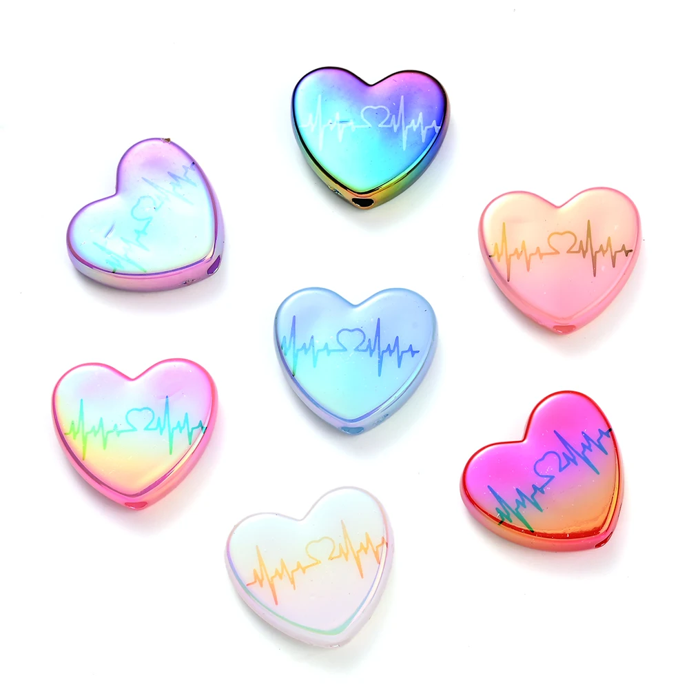 10 шт. акриловые бусины в форме сердца 18 х21 мм