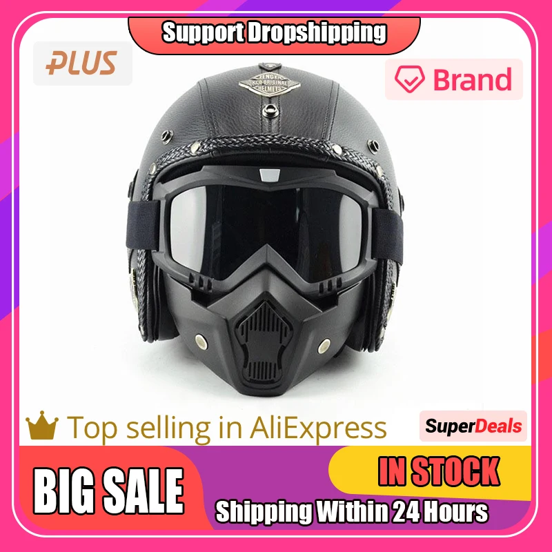 

Motorcycle Glasses Motocross Motorbike Moto Goggles Detachable Goggle UV Protection Ski Bike for Halley Open Face Helmet Mask