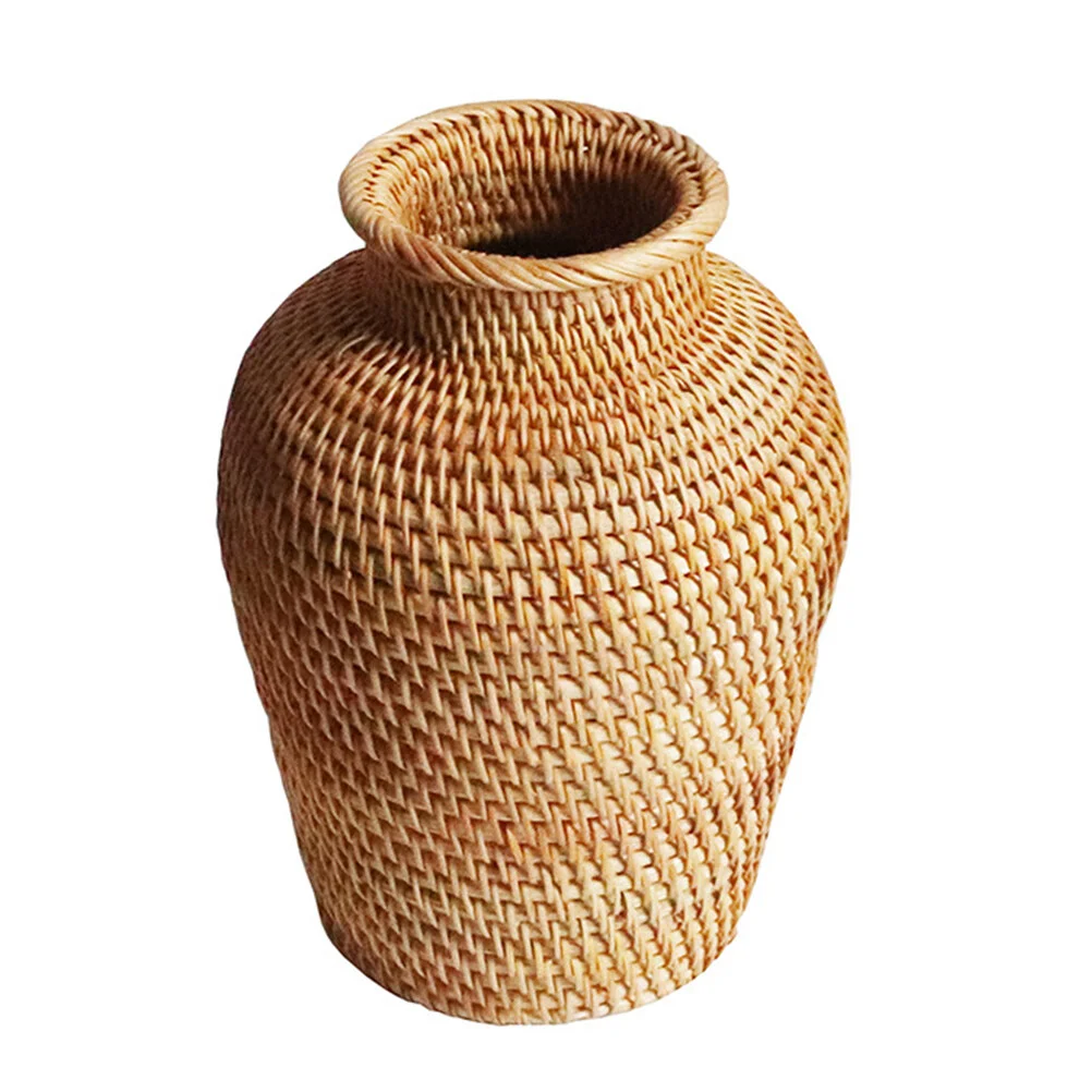 

Rattan Vase Decor Rustic Table Flower Vessel Home Desktop Novel Unique Flowers Holder Office Wedding