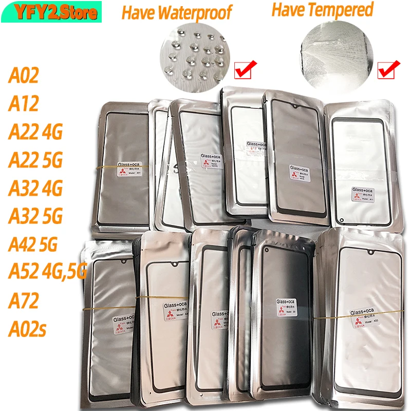 10 шт. AAA ЖК передний сенсорный экран стеклянный внешний объектив с пленкой OCA для Samsung Galaxy A02s A22 A12 A32 A42 A52 A52s A72 4G