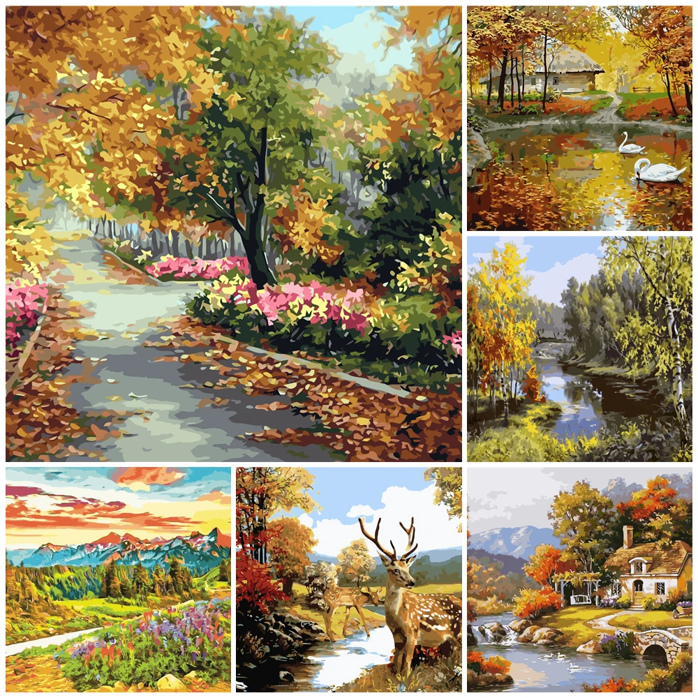 

Paint girl DIY Painting By Numbers landscape autumn 40x50cm VA-2168 picture by numbers adults 2022