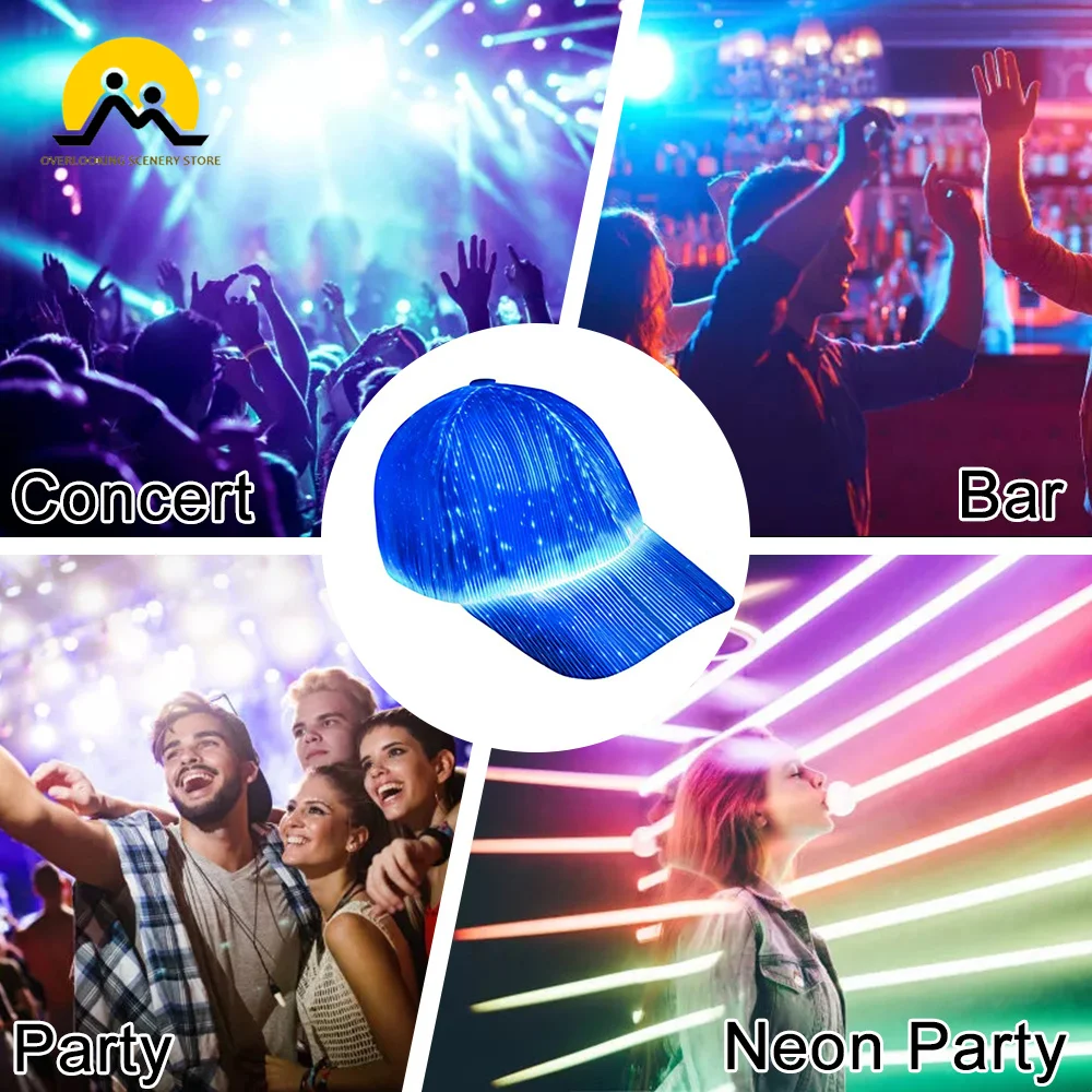 1Pcs LED Fiber Optic Lighting Baseball Cap Outdoor Illuminated Sun Protection Music Performance Cap Fashion Trend Leisure Hat