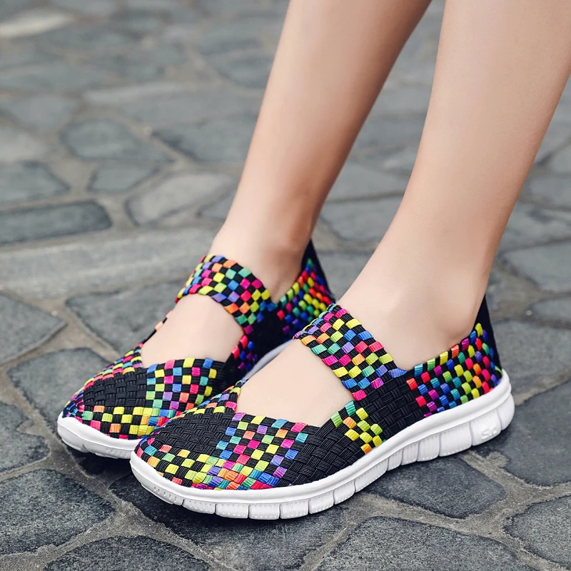 New Women's Shoes Summer Fashion Handmade Flat Sneakers Breathable Lightweight Hand-woven Shallow Mouth Women's Casual Shoes