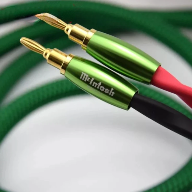 

12AWG Pure Copper Speaker Cable with Gold Plated Green Banana Plug A Pair 8.2ft