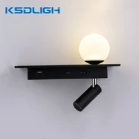 modern led bedside wall light with switch usb charging adjustable spotlight shelf headboard sconce bedroom reading wall lamps