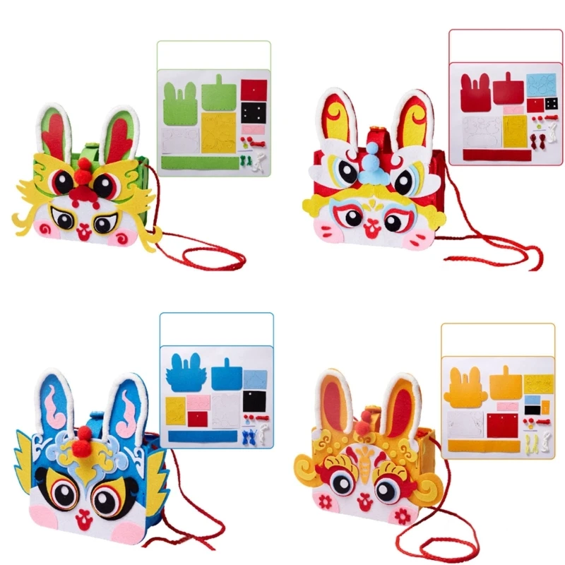 

Chinese Rabbit Bag DIY Handmade Bag Kit 2023 Rabbit Year Mascots Bunny Bag DIY Handbag Kit Parent-child toy