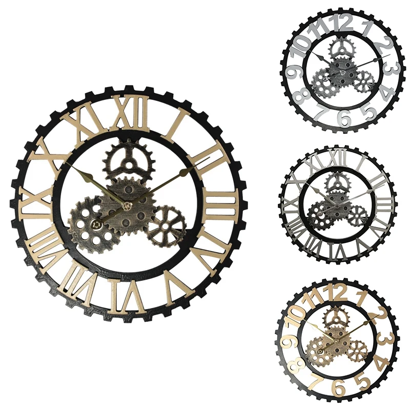 

Настенные часы в античном стиле, винтажные круглые Европейские Железные настенные часы в стиле ретро для фермерского дома, Декор