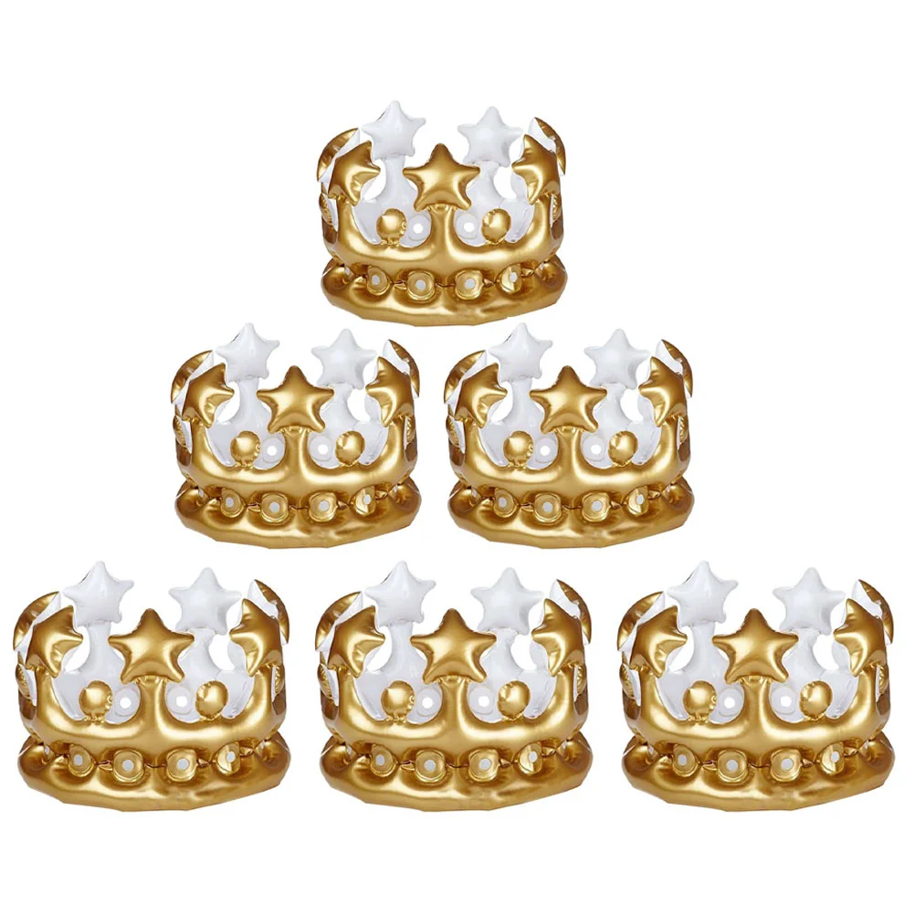 

6 Pcs Plastic Crown Kid Toys Carnival Costume Accessory Party Cosplay Inflatable Small Photo Prop