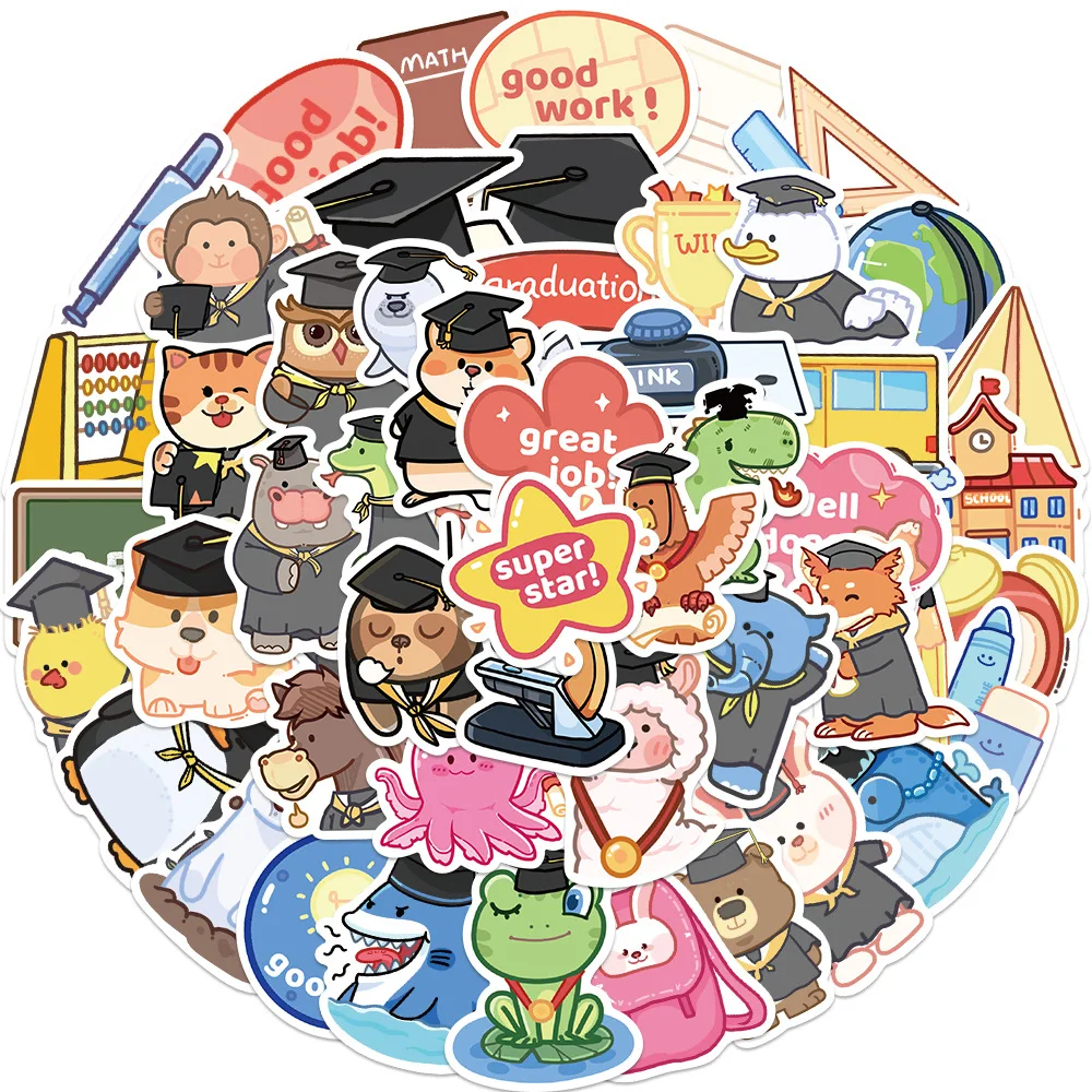 

50pcs Animal Pre-school graduation season Stickers Cute Cartoon Decal DIY Toys Decoration DIY Diary Scrapbook Suitecase Guitar