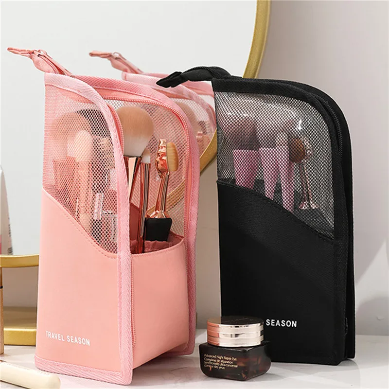 

Women Fashion Cosmetic Bag Makeup Brush Case Holder Travel Waterproof Cosmetic Bag Stand-up Foldable Makeup Cup With Zipper