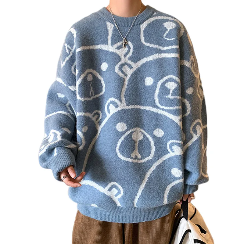 

Lovers Grinch Oversized Sweater Knitting Thick Sweaters With Headings Jersey Fake Luxury Men's Clothing Autumn Clothes Korea