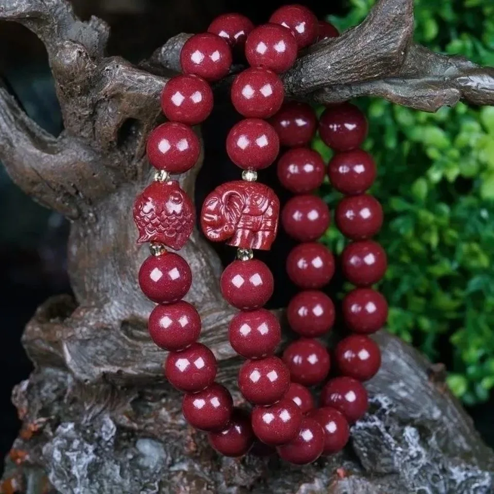 

Natural Red Organic Cinnabar Jade Elephant Bracelet Healing Gemstone Fine Jewelry Men Women Cinnabrite Crystal Fish Bracelets