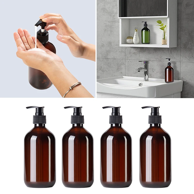 

4pcs Shampoo Empty Bottle 500ml Soap Dispensers Lotion Shower Gel Storage Bottles Portable Pump Soap Dispenser Bathroom Supplies