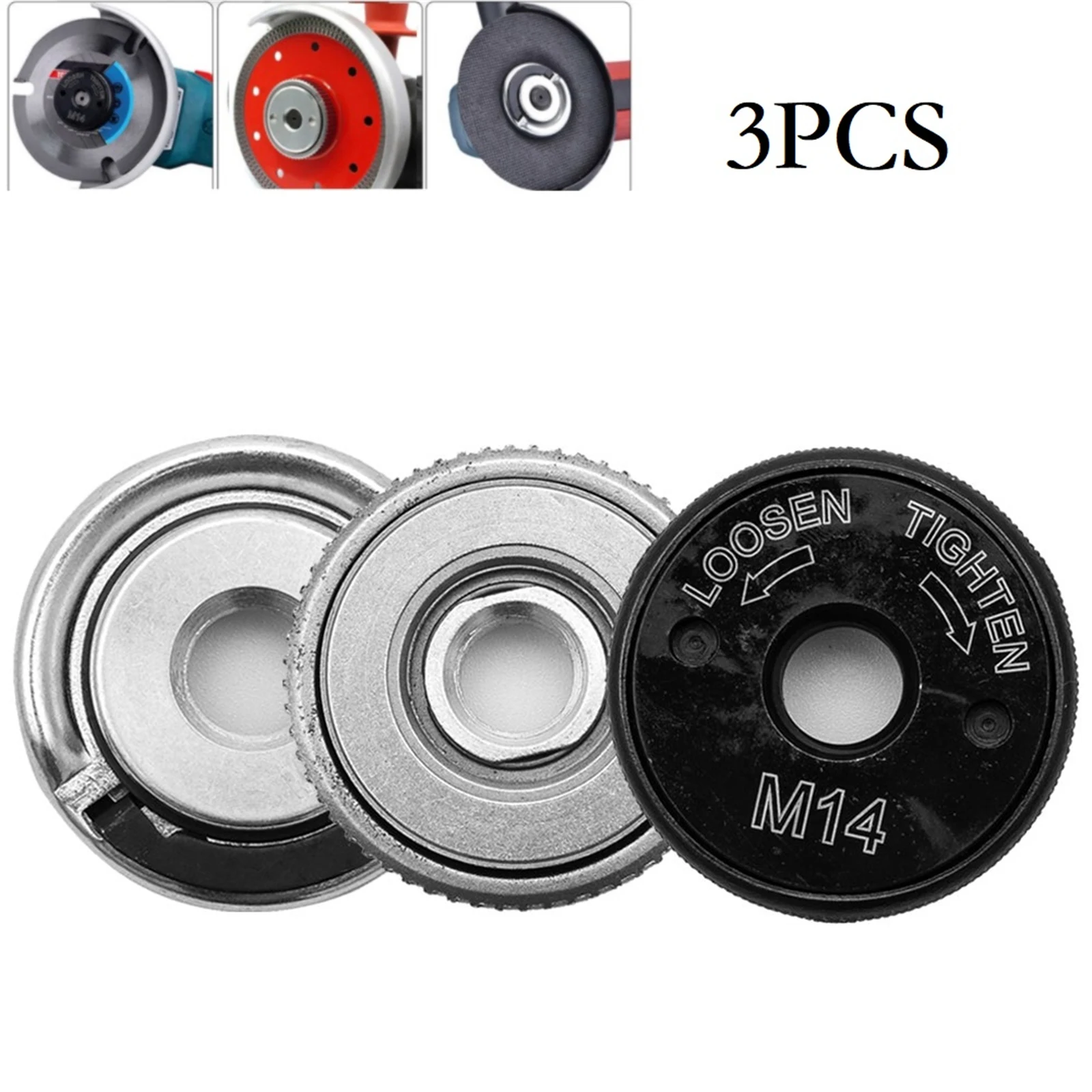 

3pcs M14 Angle Grinders Flange Nut Quick Release Clamping Nut Set For Grinding Discs Diamond Cutting Discs Power Tool Accessorie