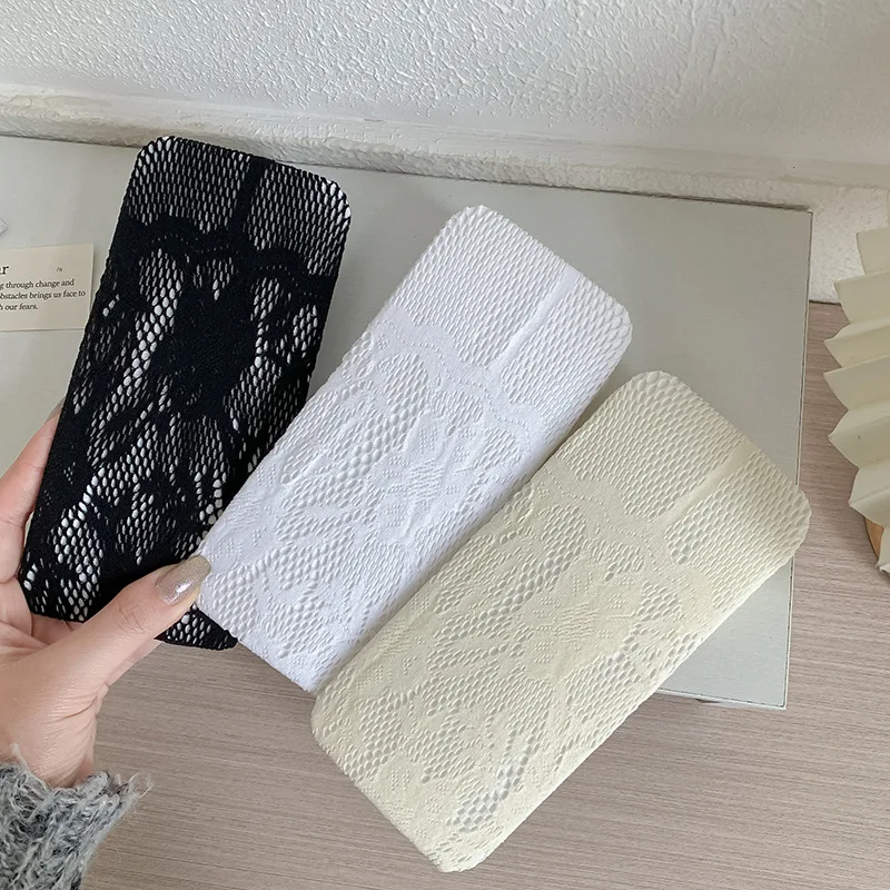 Japanese Style Black White Lace Stockings Women Floral Leggings Non-slip Mesh Hollowed JK Sweet Girls Female Fishnet Tights