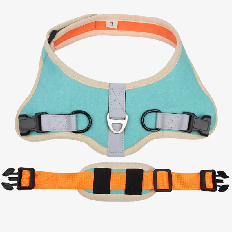 

Breathable Dog Harness Vest French Bulldog Suede Reflective Harnesses For Small Medium Dogs Pet Harness And Leash Set Walking XL