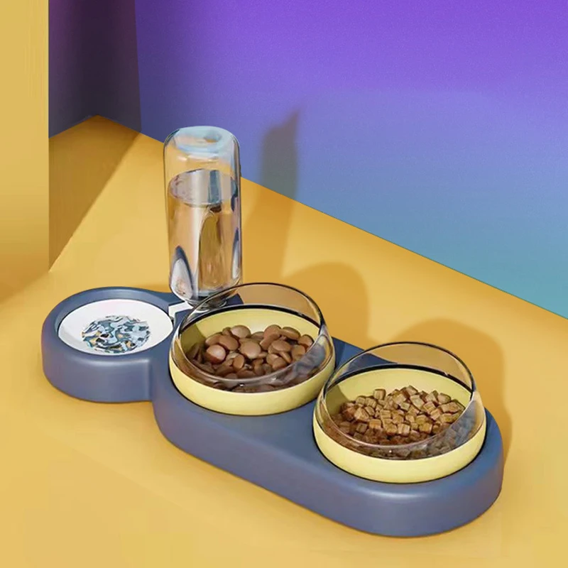 Cat Bowl Automatic Feeder Water Dispenser Pet Dog Cat Food Container Drinking Raised Stand Tableware Bowl Pet Waterer Feeder