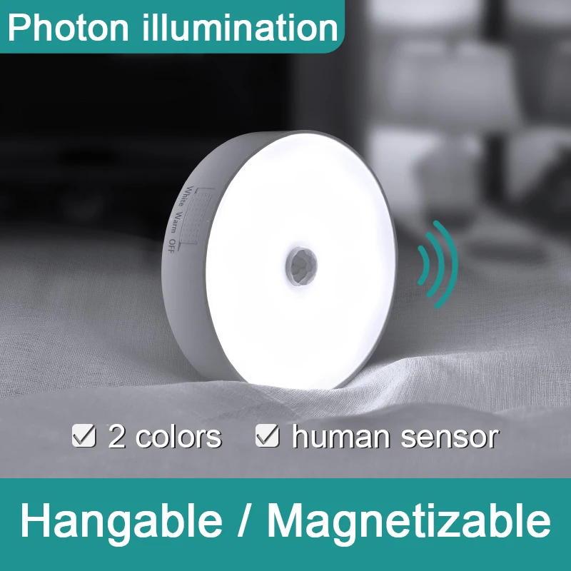 

Motion Sensor Light LED USB Nightlights Rechargeable Lamp for Kitchen Bedroom Stairs Cabinet Hallway Closet Wardrobe Night Light