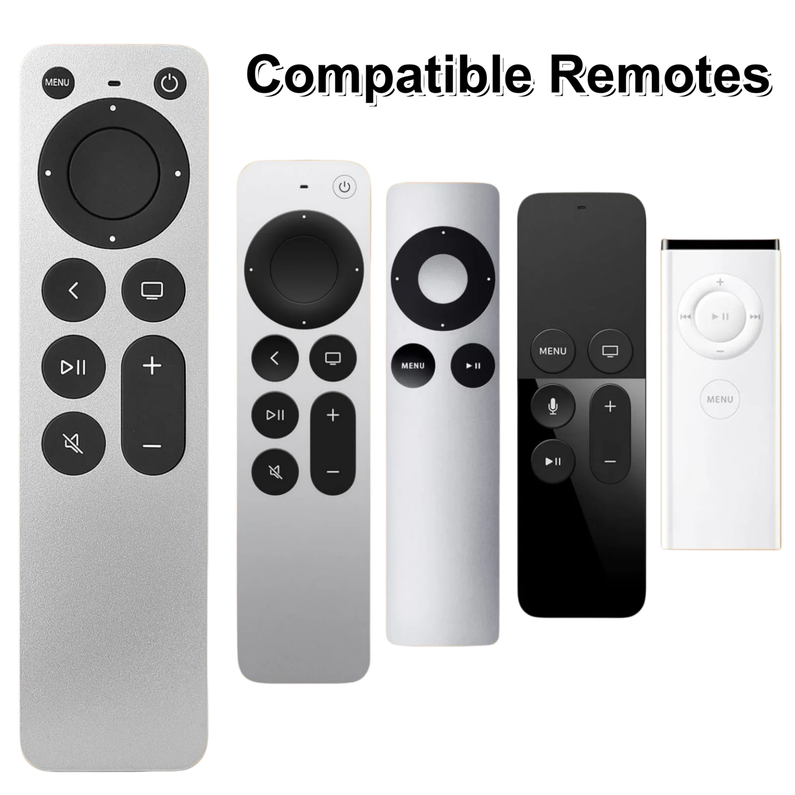 Фото Замена пульта дистанционного управления Apple TV, для Apple 4K/ Gen 1 2 3 4/ HD, A2169 A1842 A1625 A1427 A1469 A1378 A1218 (без Siri и голосового управления) №3