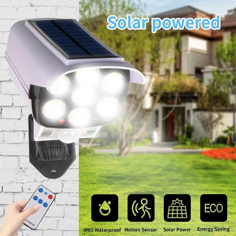 77 LED Solar Light Motion Sensor Security Dummy Camera Wireless Outdoor Flood Light IP65 Waterproof  Lamp 3 Mode For Home Garden