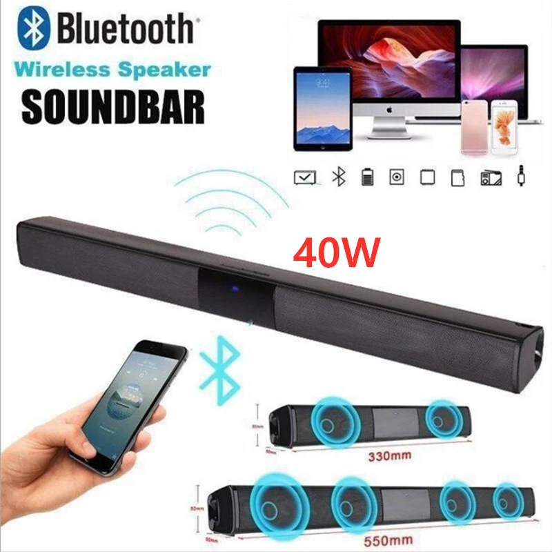 

40W TV Soundbar Wired and Wireless Bluetooth Speakers Suitable for PC Theater BOOMBOX with FM Radio Music Center Column Soundba