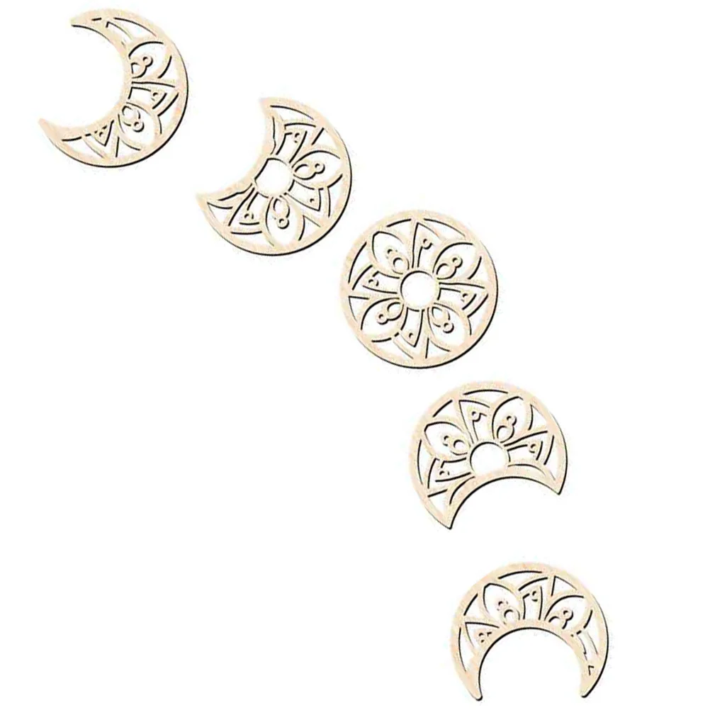 

5pcs Moon Wall Decor Rustic Moon Phase Hanging Decor Living Room Wall Craft