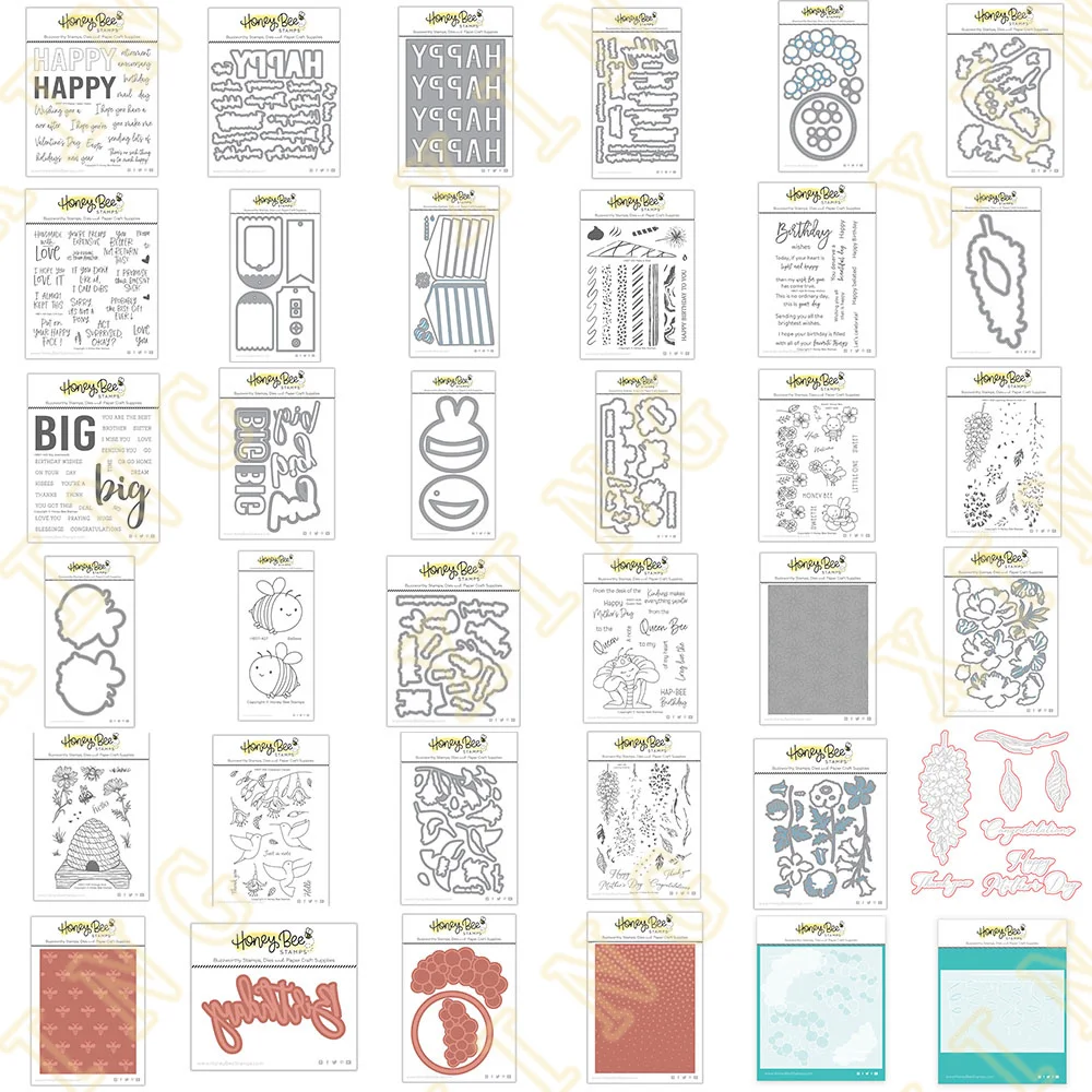 

Happy Birthday Cake Tags Dots Bee New Metal Cutting Dies Stamps Stencil Hot Foil Scrapbook Diary Decoration Embossing Template