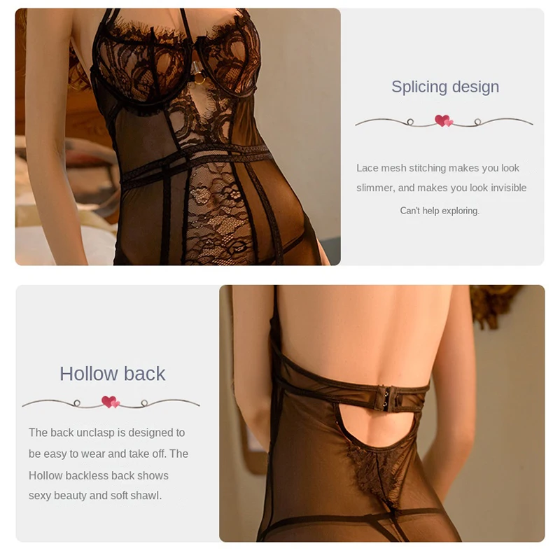 SX002 2022 Wholesale Women Lingerie Lace  with Garter Belt 4Piece Lace Teddy Babydoll  Nightdress T pants garter stockings Sets