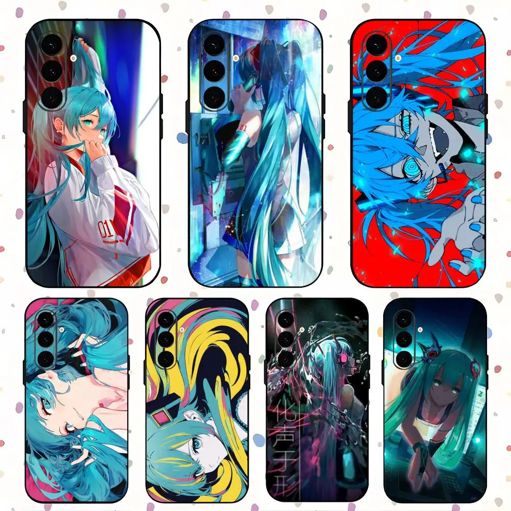 Фото Чехол для телефона H-ats-unES Cute M-MikuES для девочек, для Samsung Galaxy S26 S25 S24 S23 S22 S21 Plus Ultra Note20, мягкий, черный №1