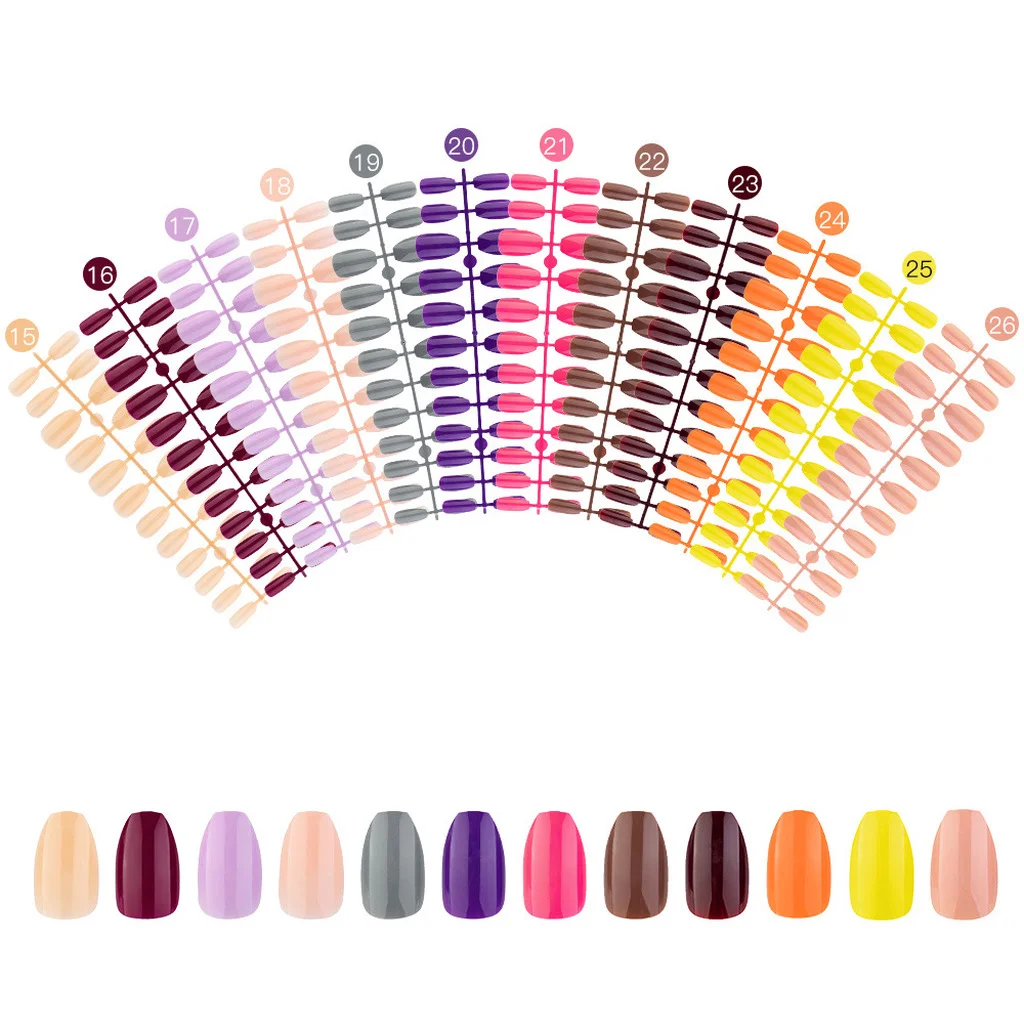 

24Pcs Glossy Colorful Acrylic False Short Coffin Nails Fake Nails Art Tips Natural Full Cover Fake Nail Tips Manicure Tools