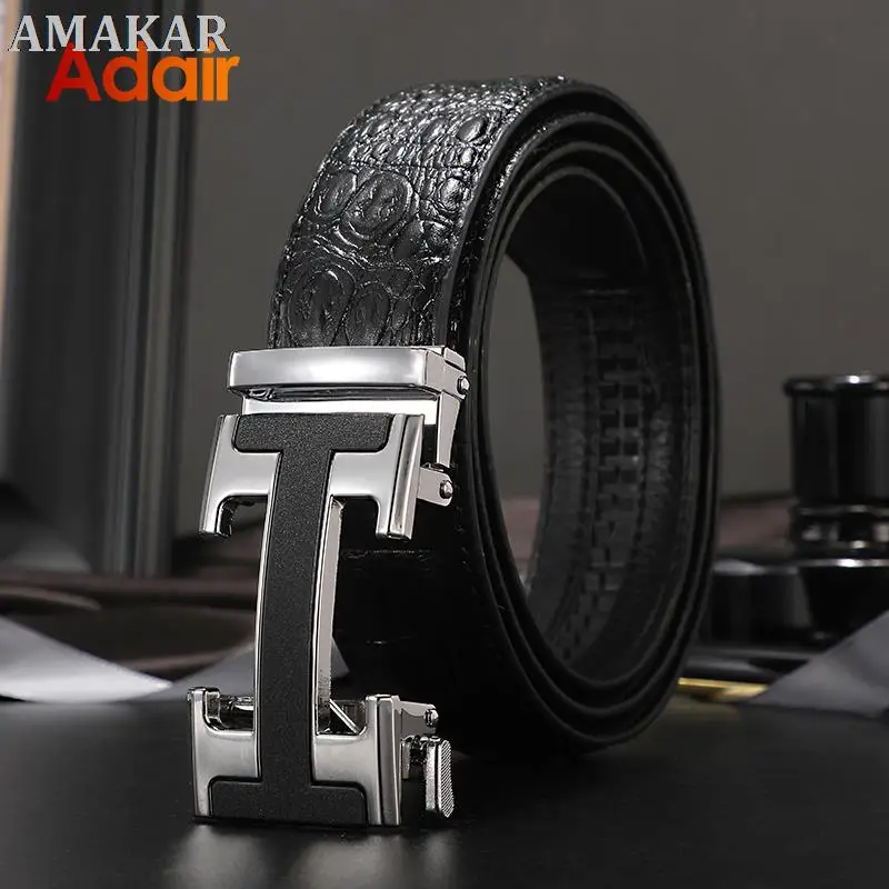 Ремень с автоматической пряжкой мужской роскошный винтажный дизайнерский пояс