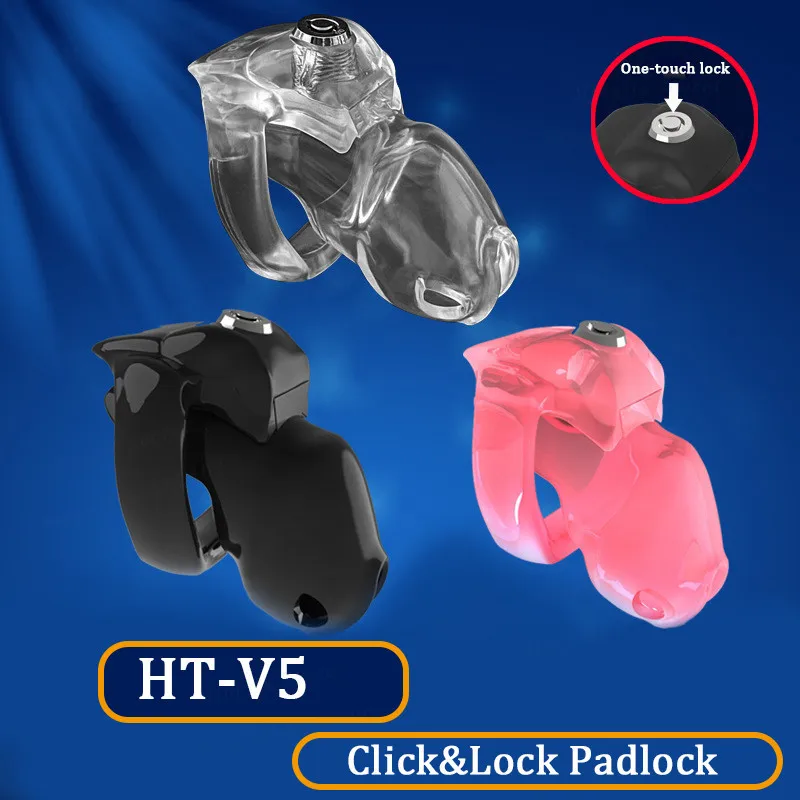 

Мужская клетка верности HT-V5 Click & Lock, рукав для пениса, каучуковая клетка для пениса, Кольца для пениса, устройство верности, БДСМ секс-игрушки для мужчин, геев