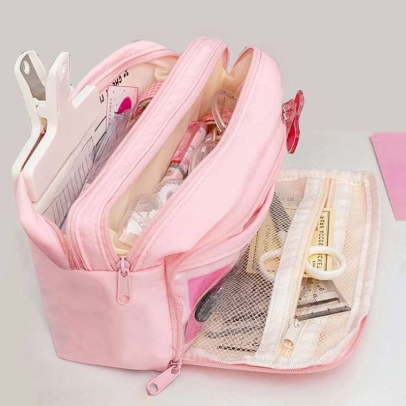 Bag Girl Cute Stationery Big Pencil Box Multilayer Pen Case Zipper Pencil Pouch Student School Supplies