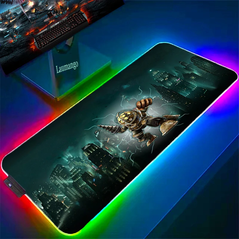 

Bioshock Mouse Carpet Large Computer Mousepad Xxl RGB Stitch Gaming Accessories Gamer Keyboard Pad Desk Protector Mausepad Rug