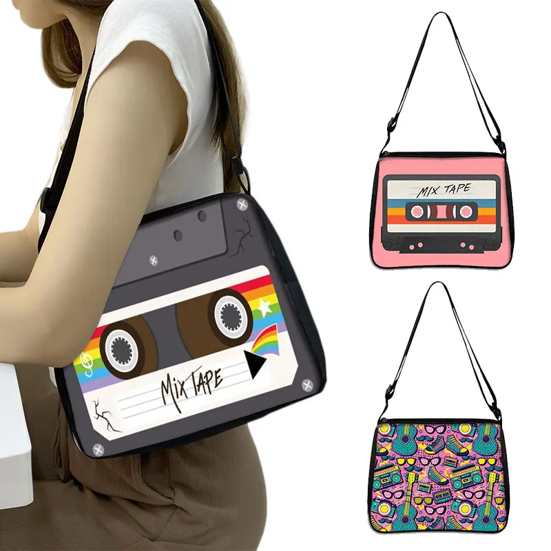 Printing Handbag Back To 80s 90s Women Shoulder Bags For Travel Underarm Leisure Adjustable Crossbody Bag