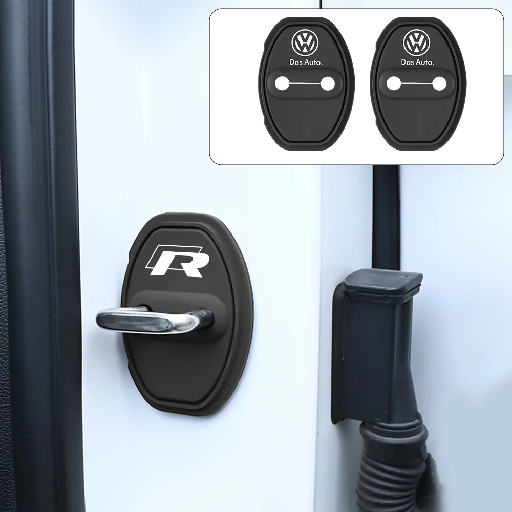 2/4pcs Silicone Car Door Lock Buckle Protector Cover For Volkswagen VW Golf Polo Tiguan Passat Touareg Magotan Touran GTI Rline
