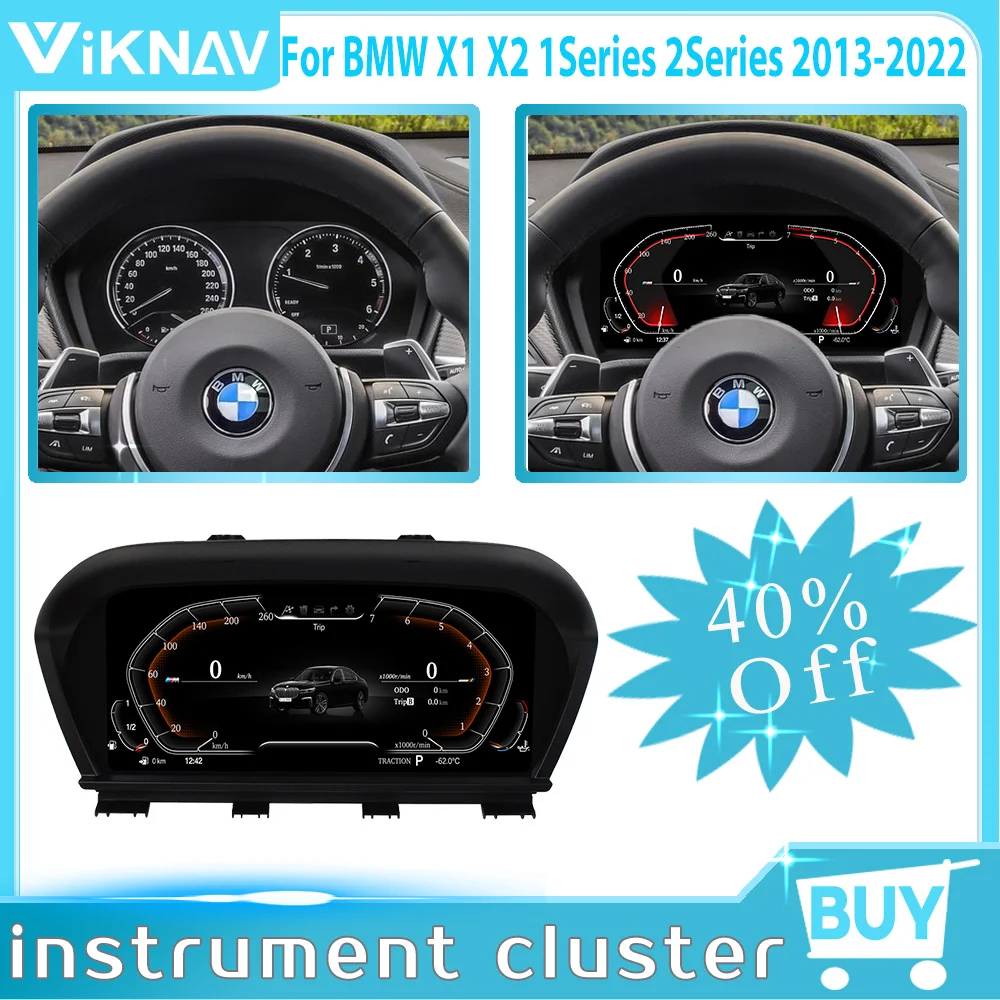 

ViKNAV 12,3 дюймов для BMW X1 X2 1 серии 2 серии 2013-2022 Автомобильный кластер для замены linux цифровой измерительный экран