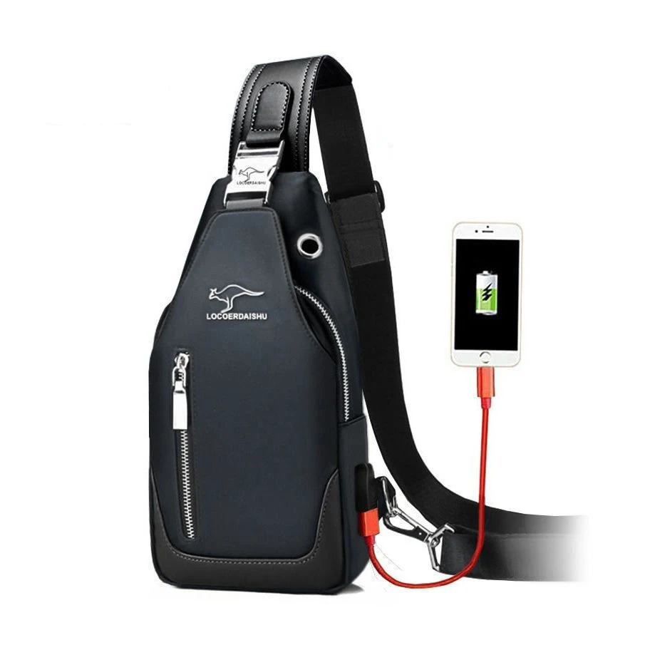 

Брендовая нагрудная сумка для мужчин, повседневная Сумочка на плечо через плечо с USB-зарядкой, водонепроницаемый дорожный мессенджер из ткани «Оксфорд»