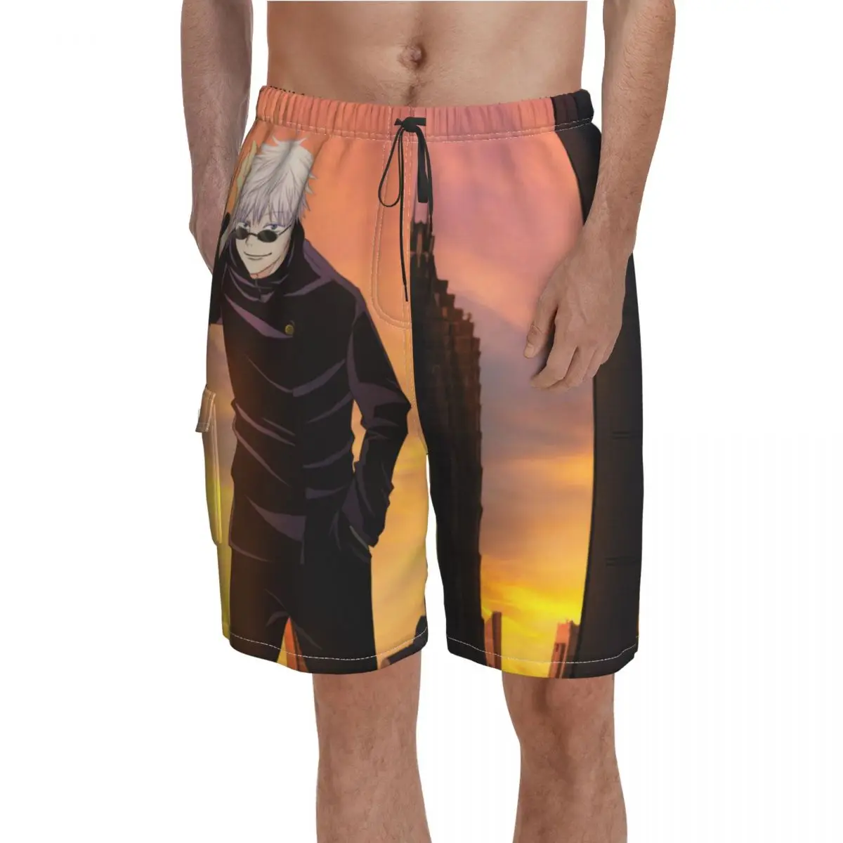 

Satoru Gojo Jujutsu Board Shorts Kaisen Sunset Male Funny Beach Shorts Trenky Printed Plus Size Swim Trunks