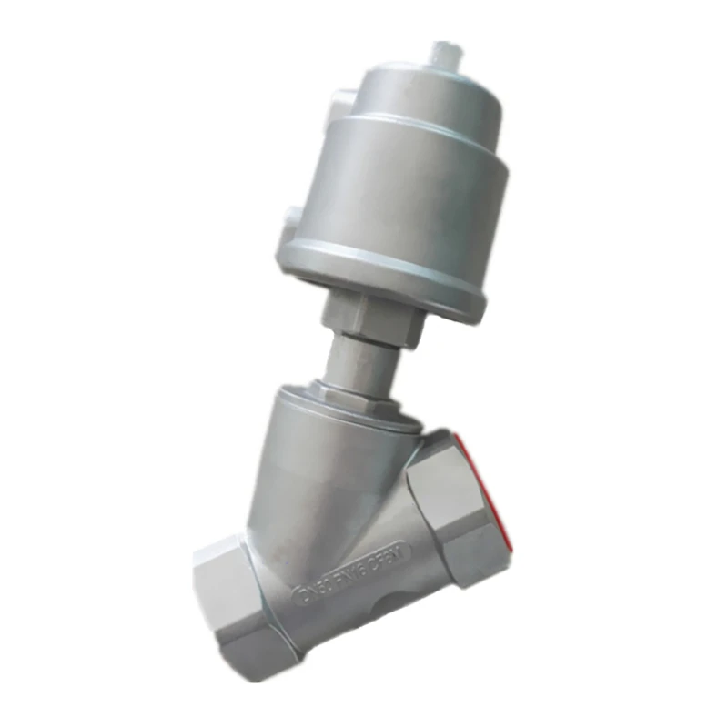 

Two way all stainless steel pneumatic angle seat valve Y type normal close thread connection