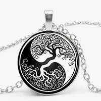 new retro beautiful alloy black and white yin and yang life tree time pendant necklace picture private custom
